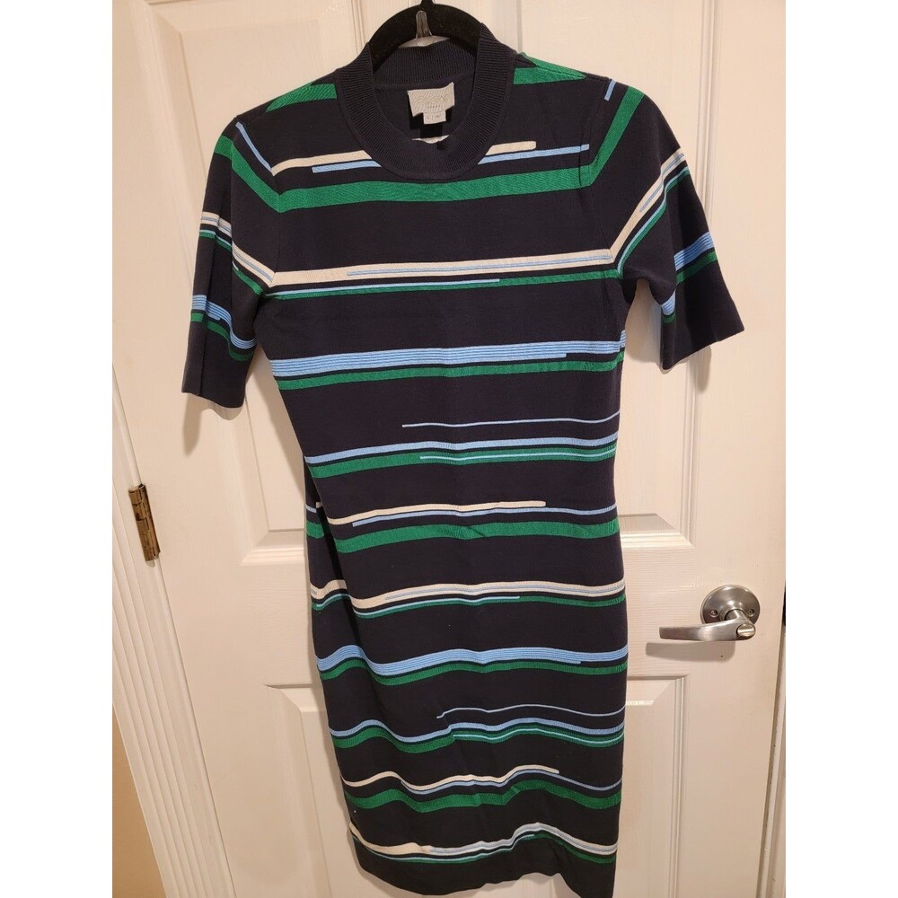 Grey By Jason Wu, Multi Stripe Knit Midi Dress S - image 2